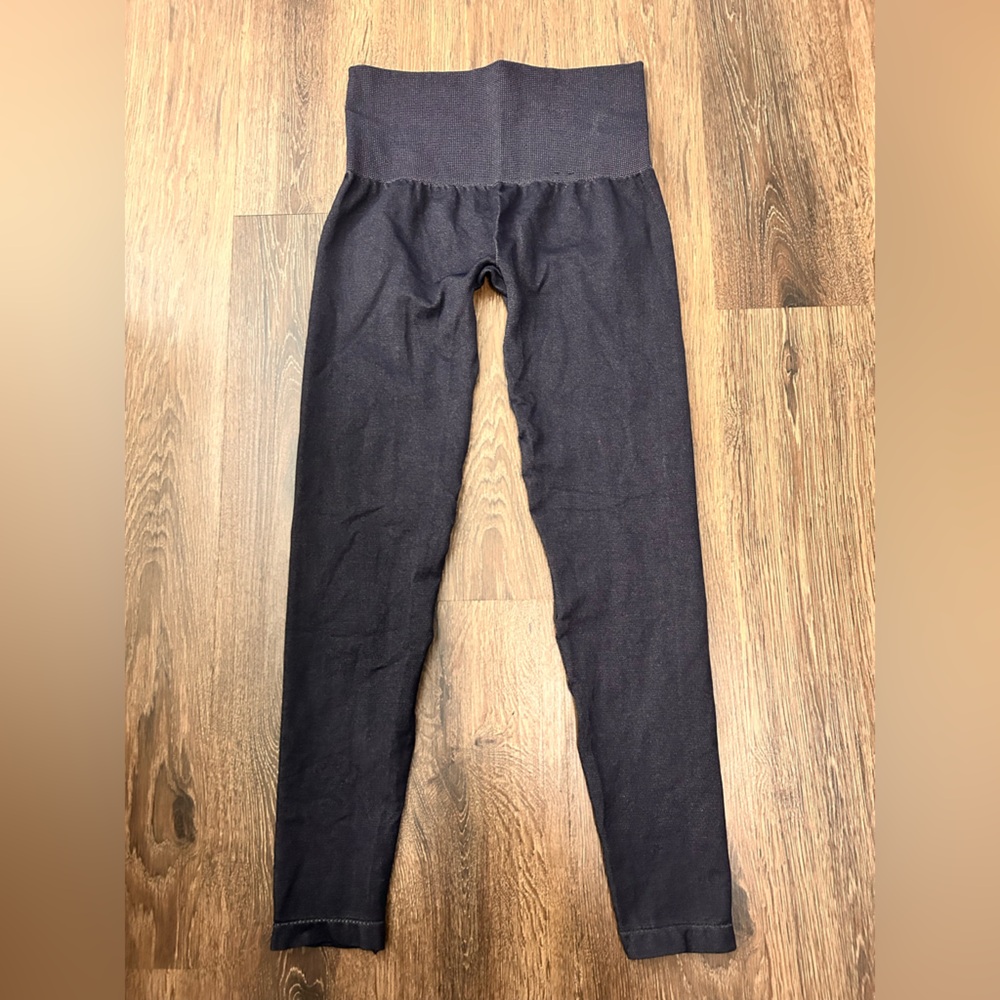 Spanx Assets Womens Wide Band Blue Pull On Legging Seamless Size L Stretch‎